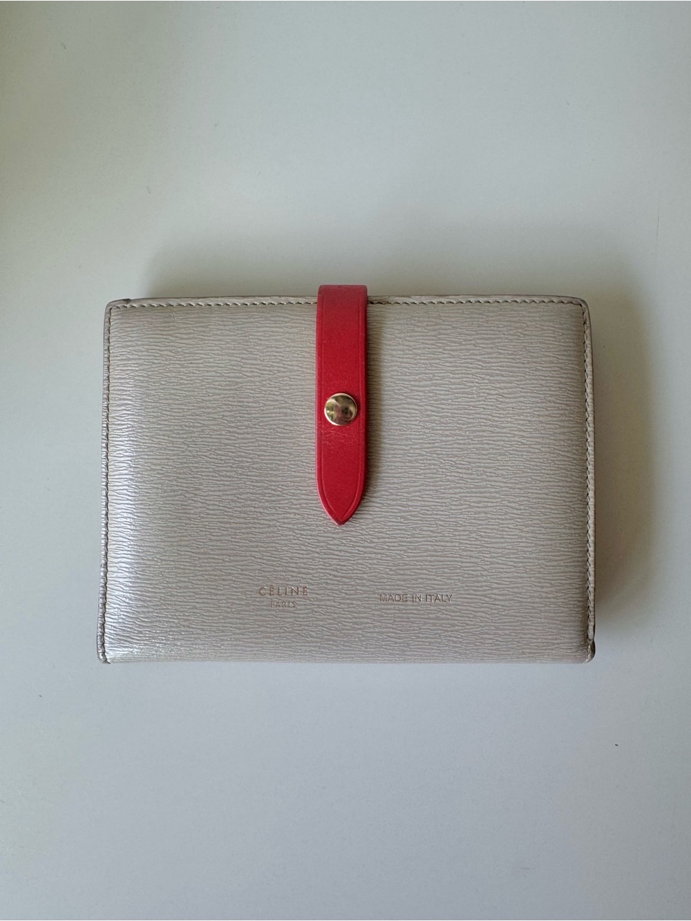 CÉLINE Bifold Wallet Beige & Red
